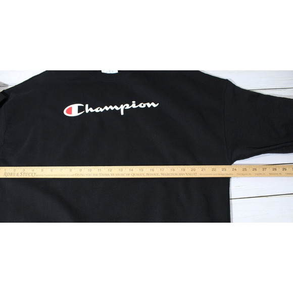 Champion Black Sweatshirt Men's XL Crewneck Long Sleeve Logo Outdoors - Picture 8 of 9
